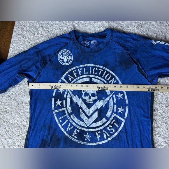 Men’s XL Affliction Blue Graphic Long Sleeve Tee - Picture 5 of 6